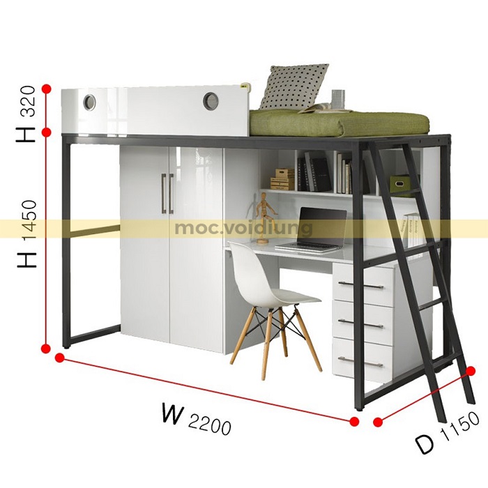 Kích thước của bộ nội thất phòng ngủ