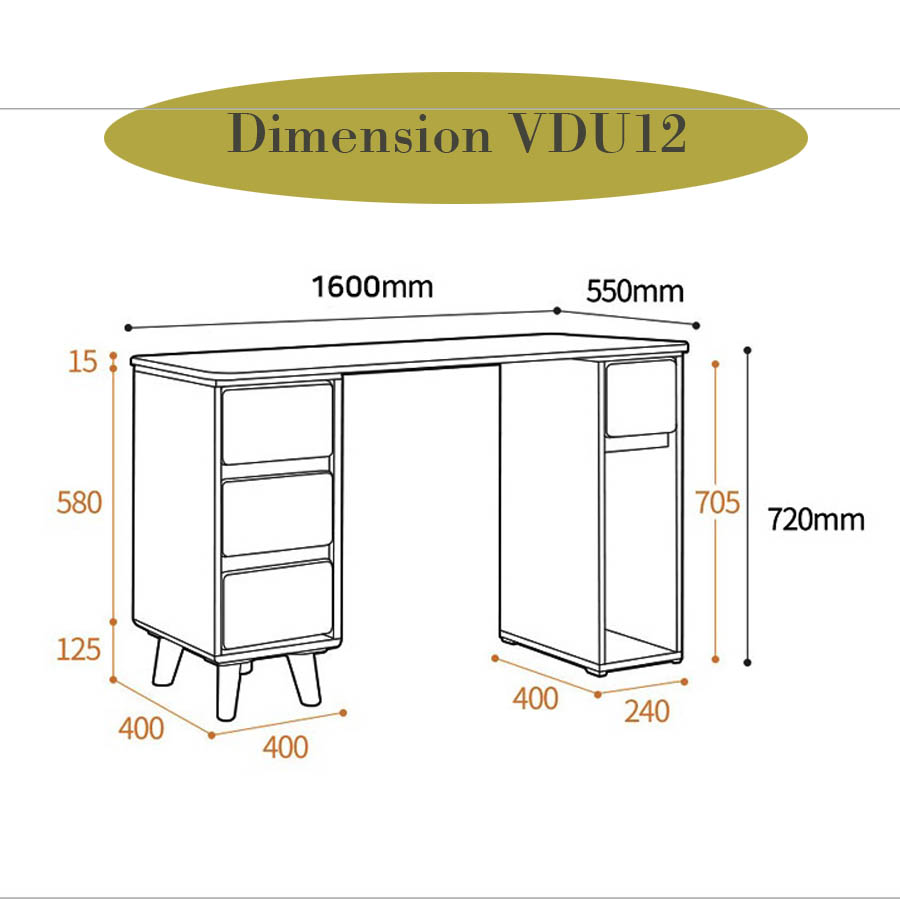 Kích thước rộng rãi thoải mái cho bạn làm việc