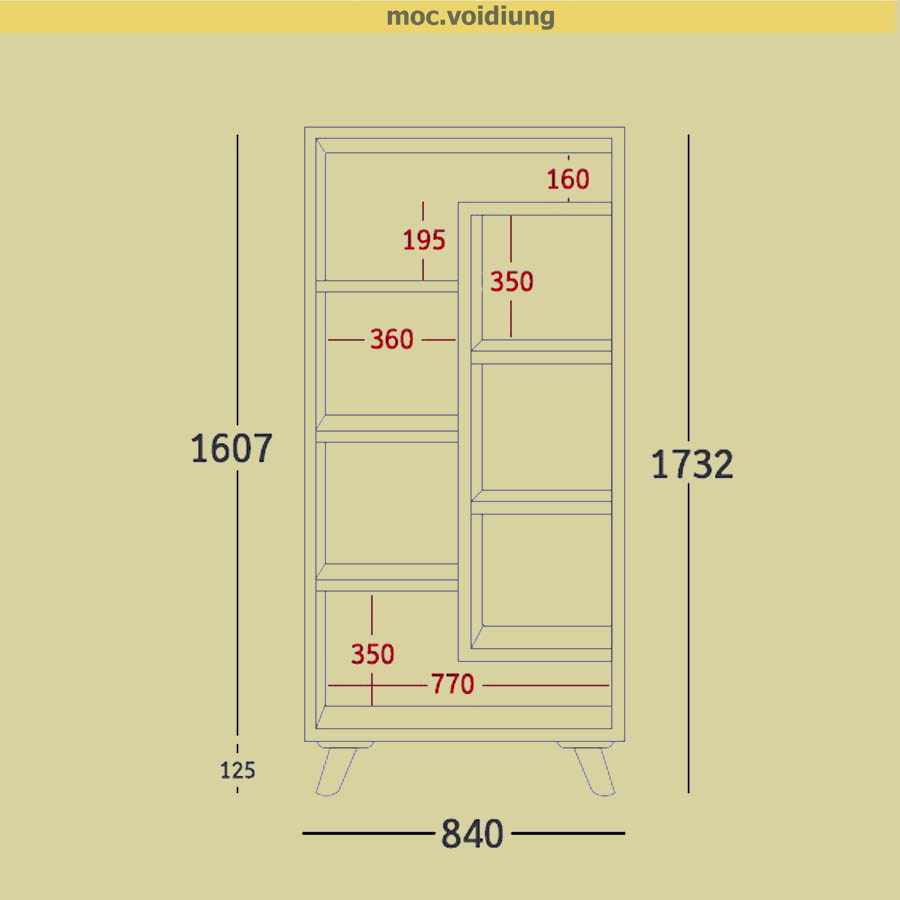 Kệ được thiết kế các kích thước chi tiết theo module