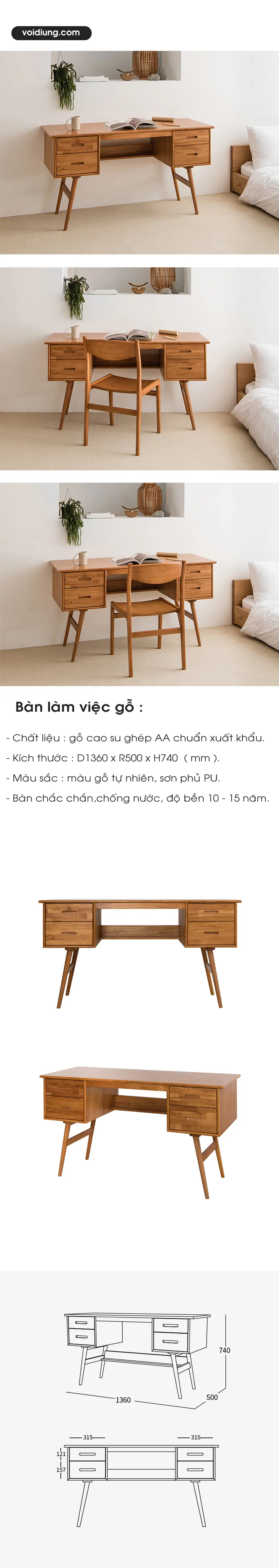 Bàn làm việc gỗ, đẹp hài lòng khách hàng sử dụng.